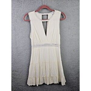 Sandro Paris Dress Womens M White Keyhole Coquette A-Line Peek A Boo Crochet